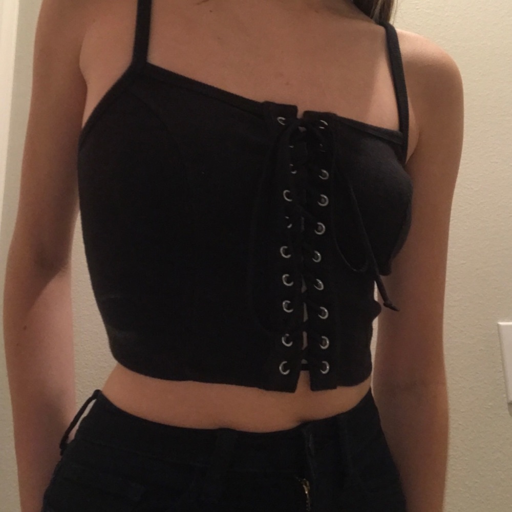 Forever 21 Lace Up Crop Tank Top Corset